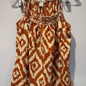 Haute Hippie Women Size S Tank Brown Top Boho Shell Aztec Embroidered Beard